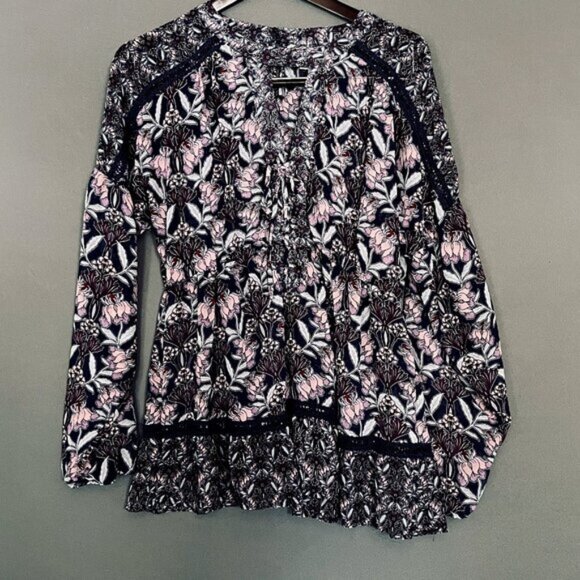 Skylar & Jade Blue Floral Boho Tunic Large - Picture 1 of 12